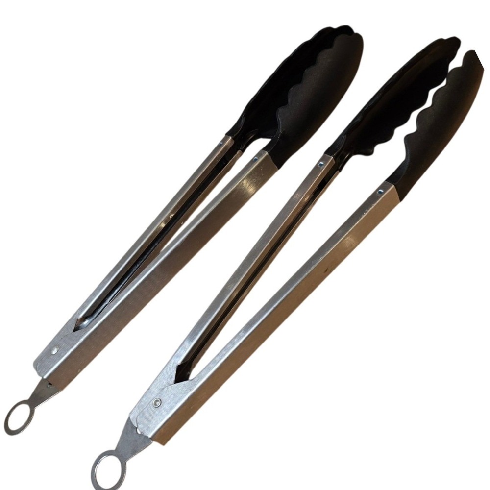 Kitchen Food Tongs Silicone Stainless Steel Set of 2 12" tongs